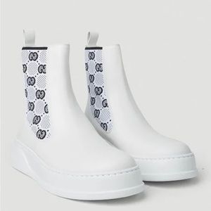 GUCCI Women's GG Jersey Leather Chelsea Boots